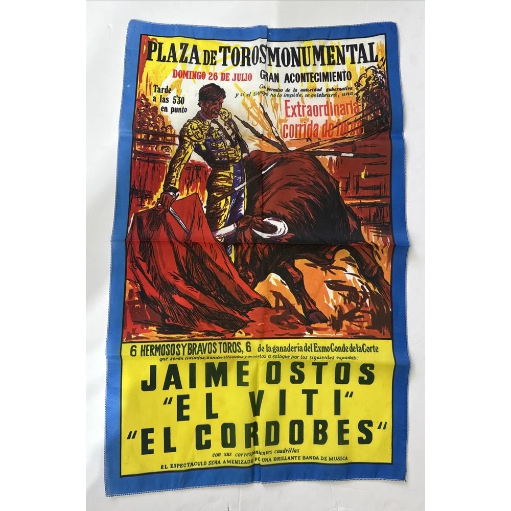 Vtg Dupuy Bull Fighting Poster Polyester Wall‎ Art Plaza De Toros 18
